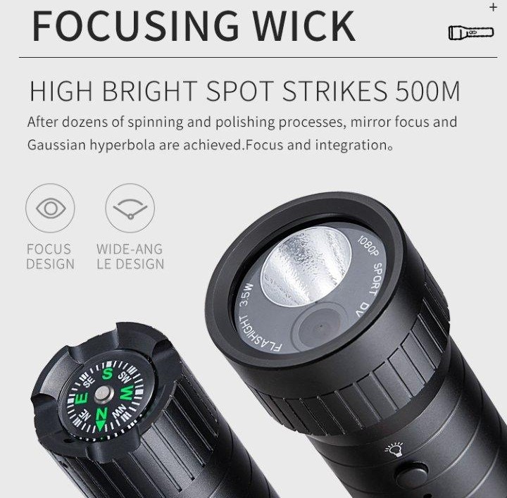 Taschenlampe mit Full-HD-Kamera-Spion + LED-Beleuchtung
