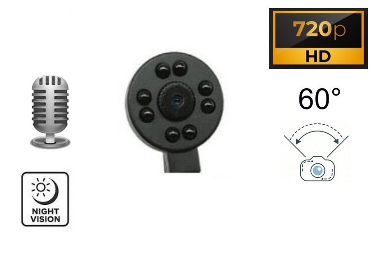Lochkamera mit Nachtsicht 8x IR in Button HD mit 60° Winkel + Mikrofon