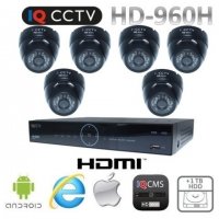 Sicherheitssystem 960H - 6x + Dome-Kamera 20m IR + DVR 1TB HDD