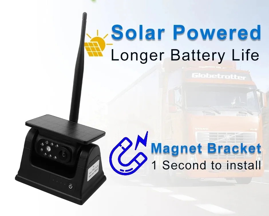 Kamera zum Solarladen im Set mit 7" Display zum Rückwärtsfahren und Einparken