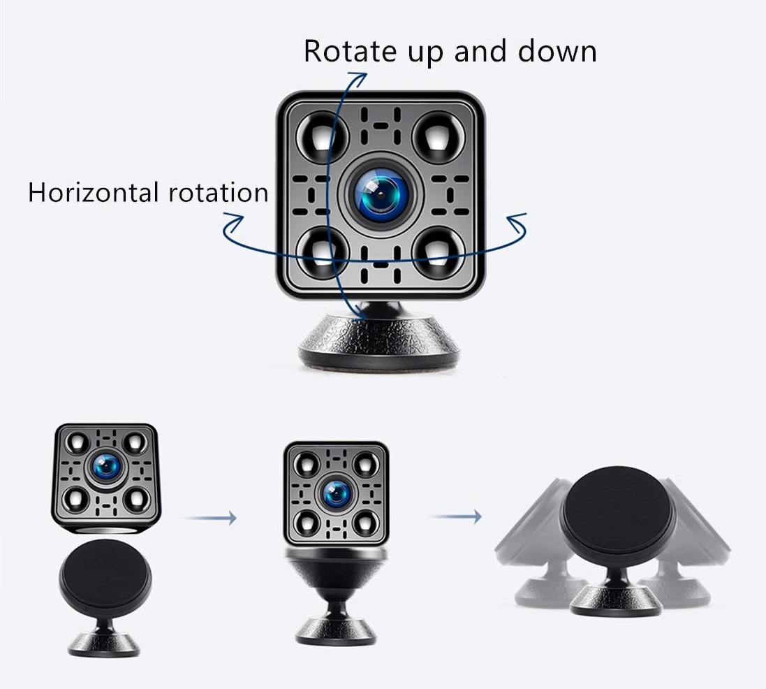 Micro Spy Camera mit 360 ° drehbarer Magnethalterung