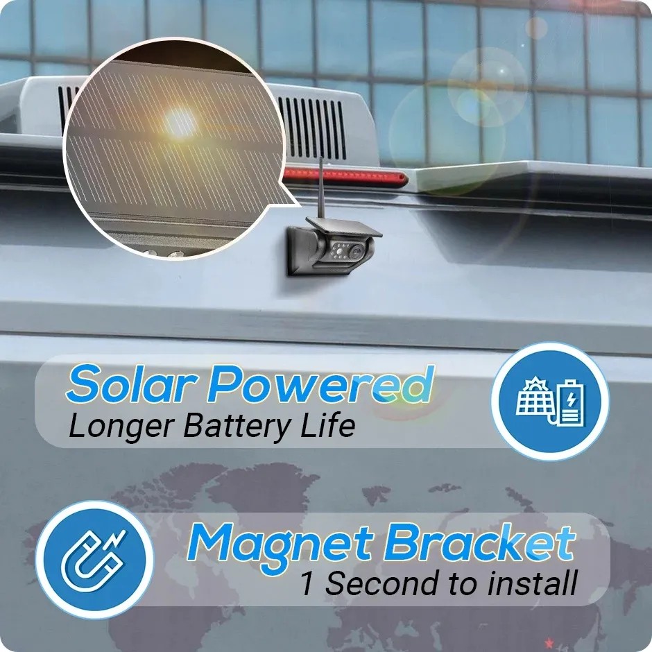 Rückfahrkamera mit Solaraufladung für Auto, Transporter, Maschine