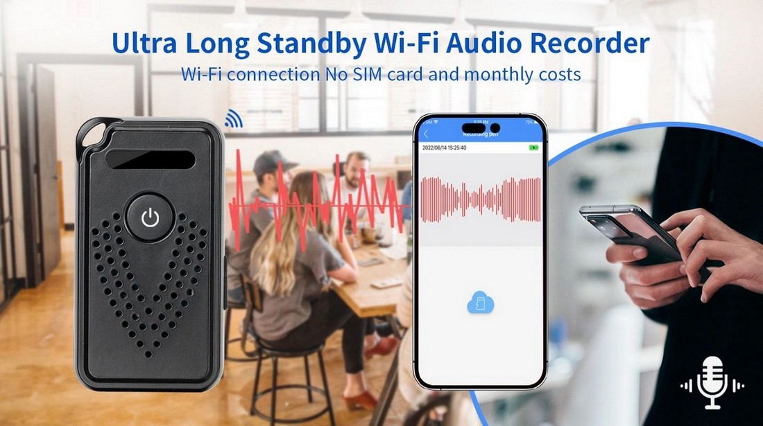 WLAN-Audiorecorder, Tonaufnahme versteckt